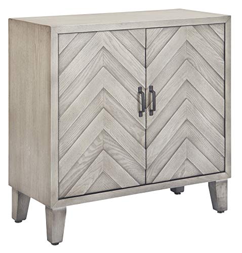 Amazon Brand – Stone & Beam Chevron Bar Cabinet, Light Gray Wood