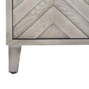 Amazon Brand – Stone & Beam Chevron Bar Cabinet, Light Gray Wood