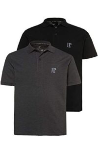 jp 1880 menswear big & tall plus size l-8xl 2-pack polo shirts dark grey melange, black xxxxxx-large 704317 11