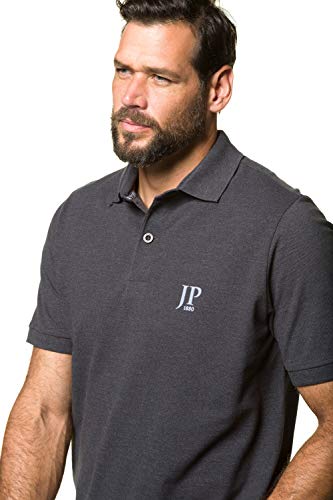 JP 1880 Menswear Big & Tall Plus Size L-8XL 2-Pack Polo Shirts Dark Grey Melange, Black XXXXXX-Large 704317 11