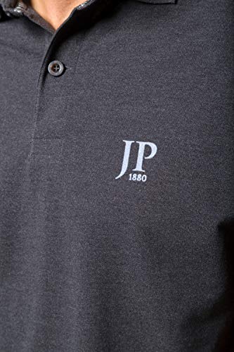 JP 1880 Menswear Big & Tall Plus Size L-8XL 2-Pack Polo Shirts Dark Grey Melange, Black XXXXXX-Large 704317 11