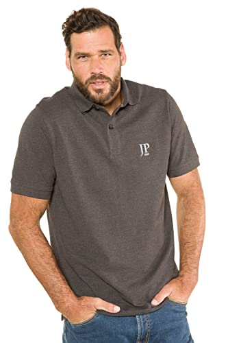 JP 1880 Menswear Big & Tall Plus Size L-8XL 2-Pack Polo Shirts Dark Grey Melange, Black XXXXXX-Large 704317 11