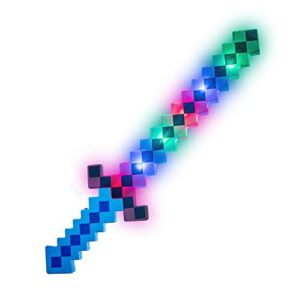 fun central 2 pack - led light up pixel 8-bit toy sword for kids - blue
