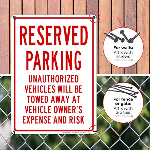 Reserved Parking Sign, Will Be Towed 10x14 Inches, Rust Free .040 Aluminum, Fade Resistant, Made in USA by Sigo Signs