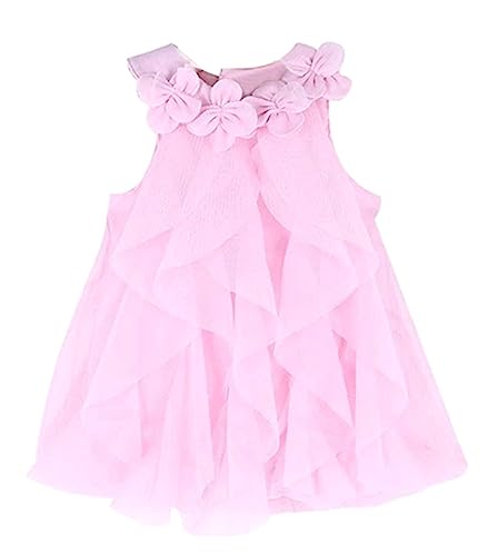 WZSYGDTC 0-24 Months Baby Party Dress Infant Girls One-Piece Romper Jumpsuit (Pink, 12-18 Months)