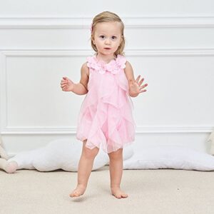 WZSYGDTC 0-24 Months Baby Party Dress Infant Girls One-Piece Romper Jumpsuit (Pink, 12-18 Months)