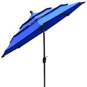 EliteShade USA 10-Year-Non-Fading Sunumbrella 9Ft 3 Tiers Market Umbrella Patio Umbrella Outdoor Table Umbrella with Ventilation,Royal Blue