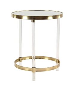 deco 79 acrylic round accent table with mirrored top and acrylic legs, 19" x 19" x 23", gold