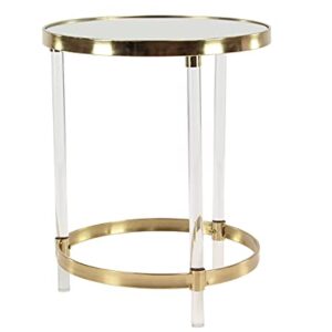 Deco 79 Acrylic Round Accent Table with Mirrored Top and Acrylic Legs, 19" x 19" x 23", Gold