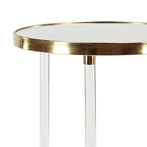 Deco 79 Acrylic Round Accent Table with Mirrored Top and Acrylic Legs, 19" x 19" x 23", Gold