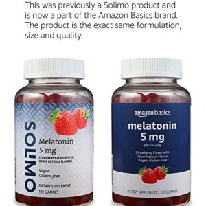 Amazon Basics Melatonin 5mg, 120 Gummies (2 per Serving), Strawberry (Previously Solimo)