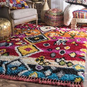 nuloom alane moroccan tassel shaggy area rug, 4x6, multi