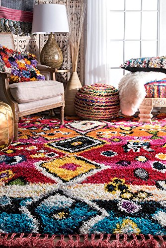 nuLOOM Alane Moroccan Tassel Shaggy Area Rug, 4x6, Multi