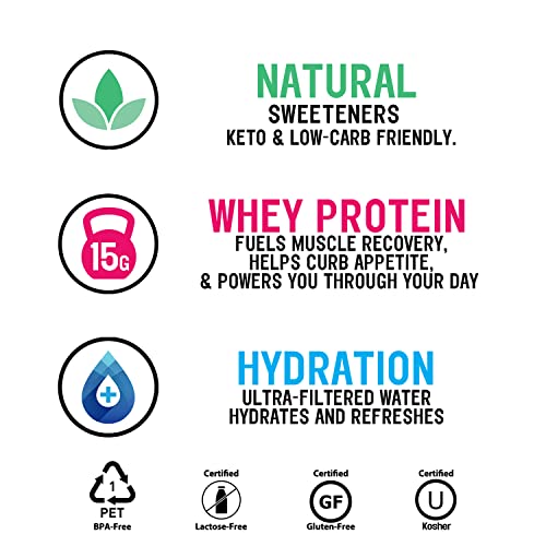 Protein2o 15g Whey Protein Isolate Infused Water, Ready To Drink, Gluten Free, Lactose Free, No Artificial Sweeteners, Flavor Fusion Variety Pack, 16.9 oz Bottle (Pack of 12)