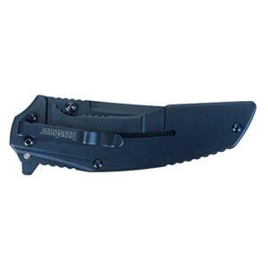 Kershaw Outright Pocketknife (8320); 3-inch Upswept 8Cr13MoV Steel Blade in Brilliant Blue; PVD Coated Steel Handle with G10 Front Overlay; SpeedSafe Assisted Opening; Deep Carry Pocketclip; 4 oz., Medium