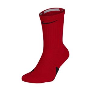 nike elite basketball crew socks university red/black size medium