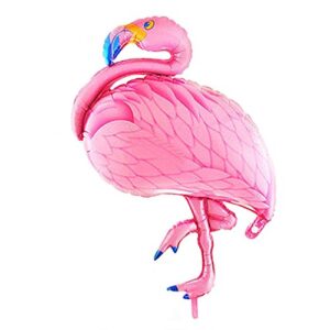 glanzzeit 30 inch flamingo balloons animal mylar foil decor balloons for baby shower bridal shower birthday party hawaiian luau party | air filling only (pink)