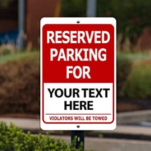 Custom Printed Reserved Parking 8 x 12 Aluminum Indoor/Outdoor Sign Text Only