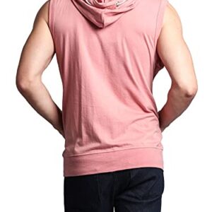 Victorious Men's Lightweight Athletic Casual Sleeveless Eyelet Drawstring Zipper Hoodie SL888 -Dirty Pink - 5X-Large - I8D