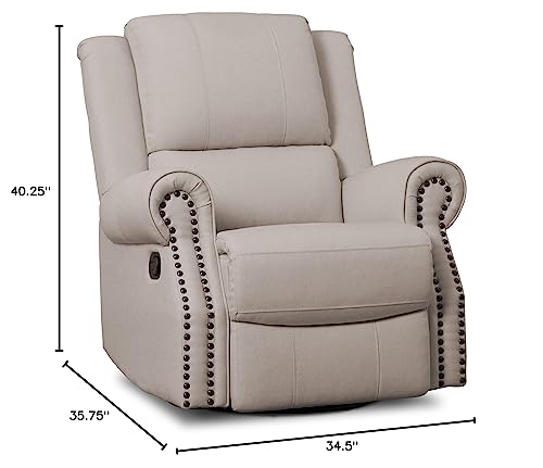 Delta Home Denham Recliner Glider Swivel Chair, Wood, Flax