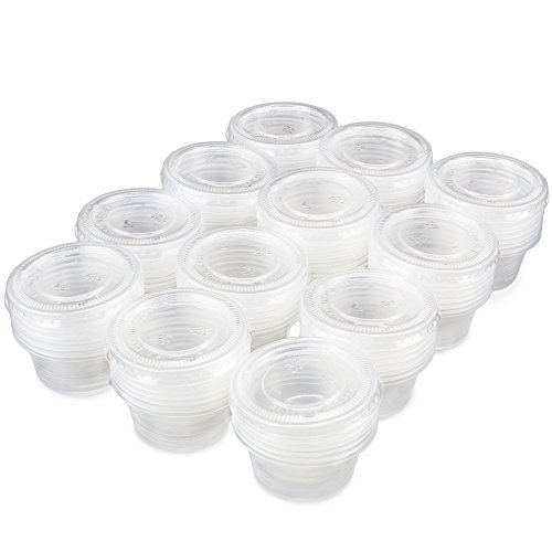 Back of House Ltd. 100-pack of Disposable Clear Plastic Condiment Storage Cups with Lids - Choose 2 oz. or 4 oz. - For Restaurant, Home, Gelatin Shots (2 oz.)