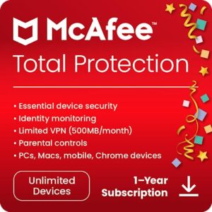 mcafee total protection 2023 | unlimited devices | cybersecurity software includes antivirus, secure vpn, password manager, dark web monitoring | amazon exclusive |download