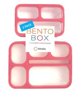bento lunch box and mini snack container set for kids women | small and large leakproof boxes for lunches at work school daycare | divided portion containers for girls teens toddlers, pink…