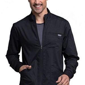 Cherokee Men Warm up Scrub Jacket with Zip Front WW320, L, Black