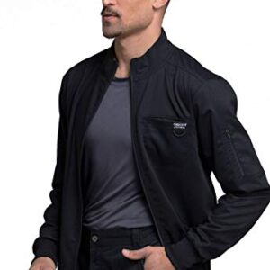 Cherokee Men Warm up Scrub Jacket with Zip Front WW320, L, Black