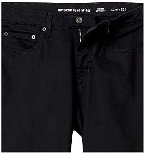 Amazon Essentials Men's Athletic-Fit Stretch Jean, Black, 36W x 32L