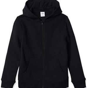 Amazon Essentials Boys' Fleece Zip-Up Hoodie Sweatshirt, Black, X-Small