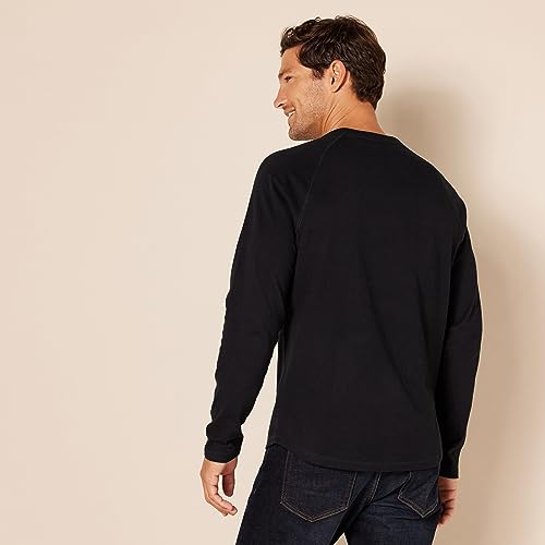 Amazon Essentials Men's Slim-Fit Long-Sleeve Henley Shirt, Black, X-Large