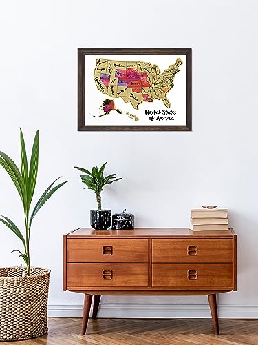 JARLINK Scratch Off USA Map Poster, 12x17 inches United States Map with Unique Accessories Set, Personalized Travel Poster, Gift for Travelers