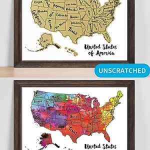 JARLINK Scratch Off USA Map Poster, 12x17 inches United States Map with Unique Accessories Set, Personalized Travel Poster, Gift for Travelers