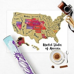 JARLINK Scratch Off USA Map Poster, 12x17 inches United States Map with Unique Accessories Set, Personalized Travel Poster, Gift for Travelers