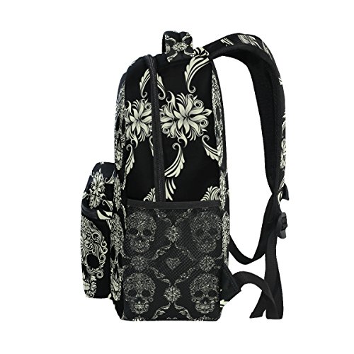 ZZKKO Sugar Skull Day of the Dead Boys Girls School Computer Backpacks Book Bag Travel Hiking Camping Daypack