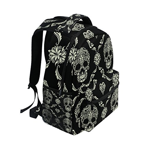 ZZKKO Sugar Skull Day of the Dead Boys Girls School Computer Backpacks Book Bag Travel Hiking Camping Daypack