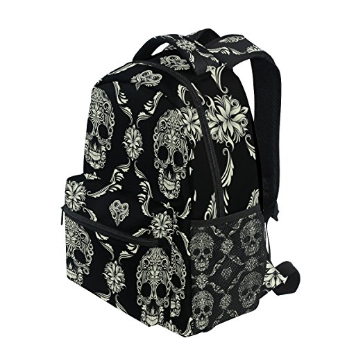 ZZKKO Sugar Skull Day of the Dead Boys Girls School Computer Backpacks Book Bag Travel Hiking Camping Daypack