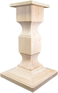 bingltd - 28" tall unfinished chelsea square pedestal table base (wh-chelsea28-unf)
