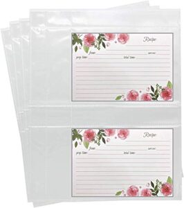 toucan craft supplies recipe card protectors, refill sheets for 3 ring binders, recipe book pocket page sheet protectors, holds 4 x 6-inch pockets, 4 cards per sheet, clear 50 pack