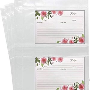 Toucan Craft Supplies Recipe Card Protectors, Refill Sheets for 3 Ring Binders, Recipe Book Pocket Page Sheet Protectors, Holds 4 x 6-inch pockets, 4 Cards Per Sheet, Clear 50 Pack