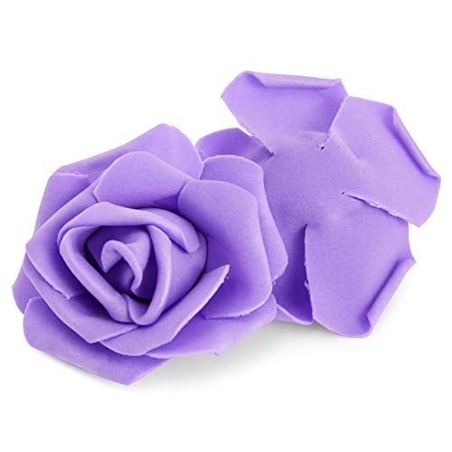 100 Pack Purple Artificial Flowers, Bulk Stemless Fake Foam Roses for Wedding, Decorations, Bouquets (3 in)