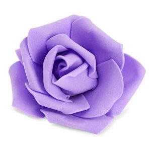 100 Pack Purple Artificial Flowers, Bulk Stemless Fake Foam Roses for Wedding, Decorations, Bouquets (3 in)