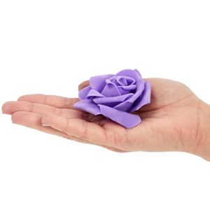 100 Pack Purple Artificial Flowers, Bulk Stemless Fake Foam Roses for Wedding, Decorations, Bouquets (3 in)