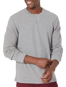 amazon essentials men's long-sleeve slub thermal crewneck (previously goodthreads), grey heather, 3x-large