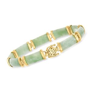 ross-simons jade good fortune bracelet in 18kt gold over sterling. 7.5 inches