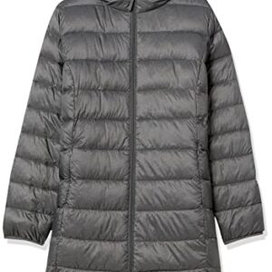 Amazon Essentials Women's Lightweight Water-Resistant Hooded Puffer Coat (Available in Plus Size), Charcoal Heather, X-Large