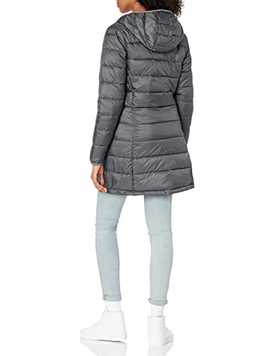 Amazon Essentials Women's Lightweight Water-Resistant Hooded Puffer Coat (Available in Plus Size), Charcoal Heather, X-Large