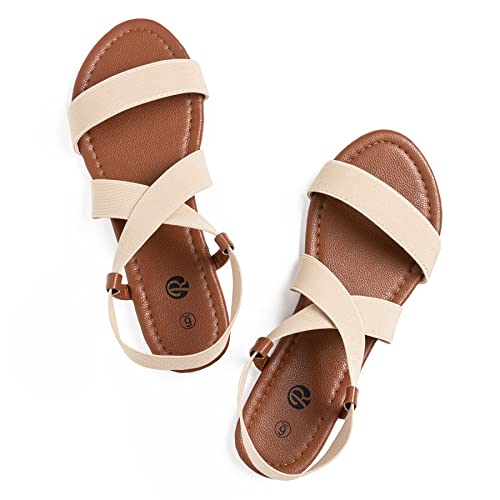 Rekayla Flat Elastic Sandals for Women Beige 07