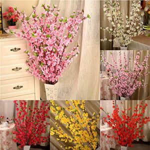 5Pcs Spring Peach Blossom Cherry Plum Bouquet Branch Silk Flower,Artificial Flowers Fake Flower for Wedding Home Office Party Hotel Yard Decoration